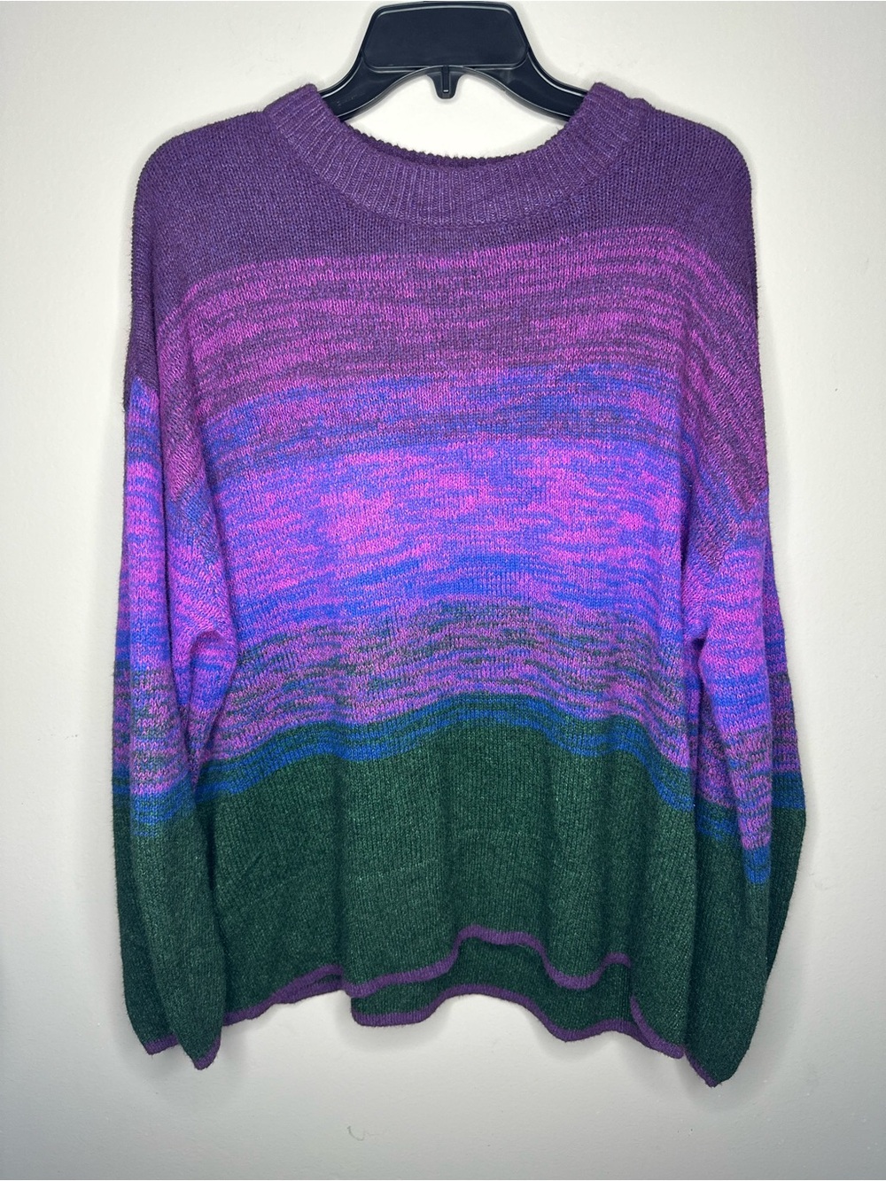 Ava & Viv Purple, Pink and Green Ombre Crewneck Sweater